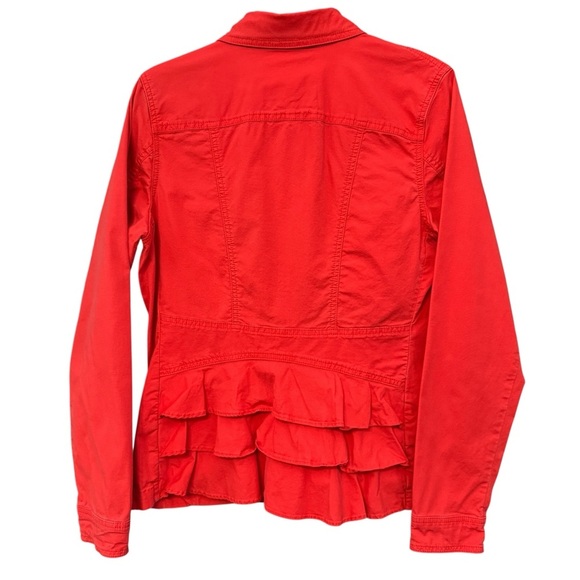 Cabi Salmon Pink Ruffle Back Utility Jacket Women’s Medium - Picture 2 of 5